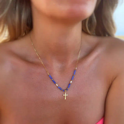 Cymone - Faith Cross Beaded Necklace